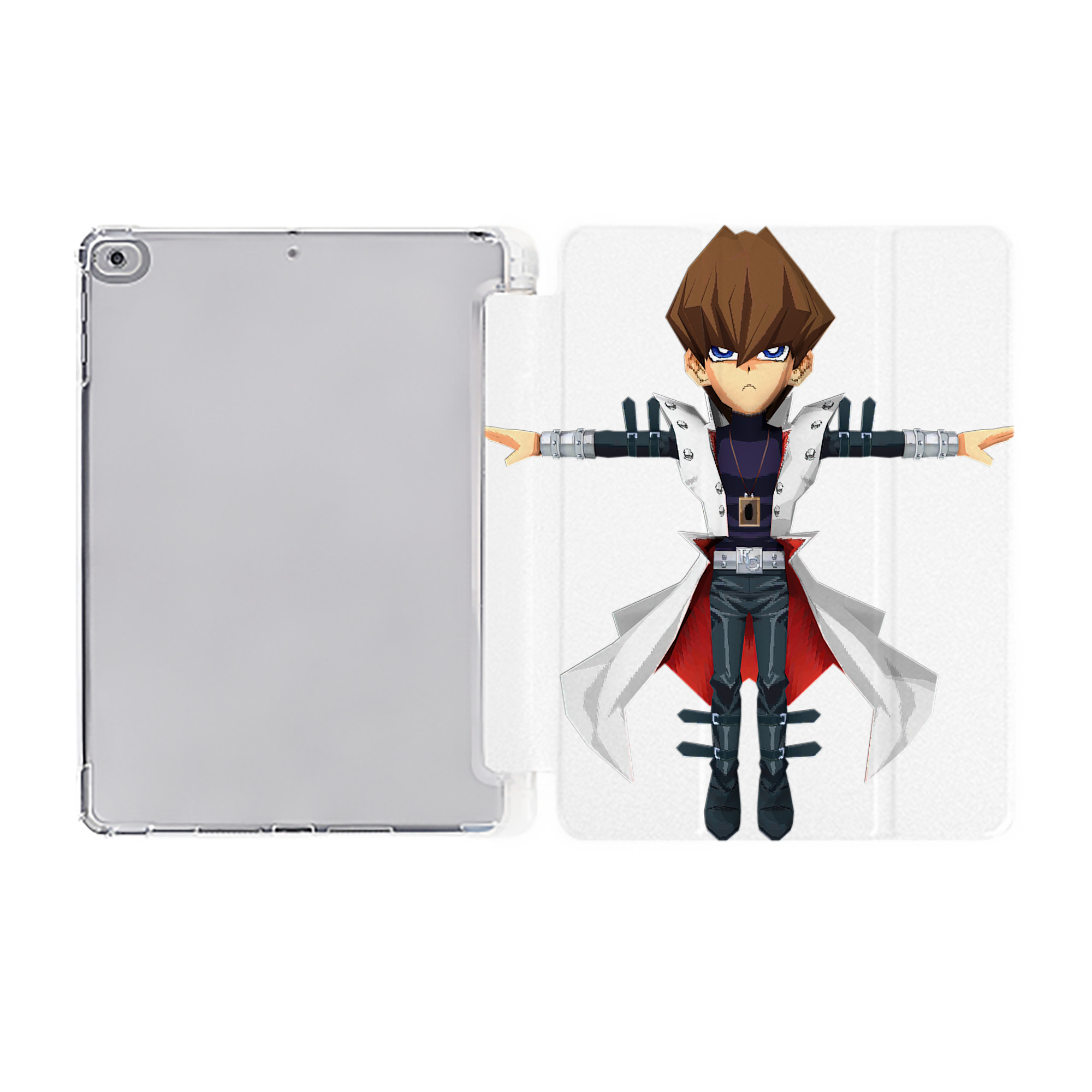 （画像用） 遊☆戯☆王 Yu-Gi-Oh! IPad ケース ペン収納付き 三つ折りスタンド PUレザー×シリコン 対応機種9.5/10.5/10.9インチ